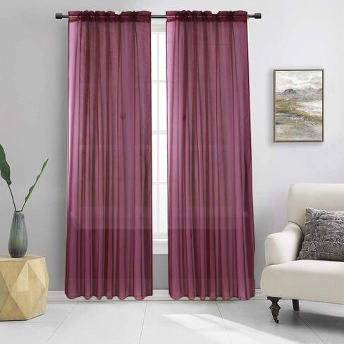 2PC Sheer Standard Size 52" Wide X 84" Lenght Solid Plain Color Soft Voile Sheer Window Curtain Panel Rod Pocket Drape Treatment for Multiple Use (Gold Honey) in Saudi Arabia