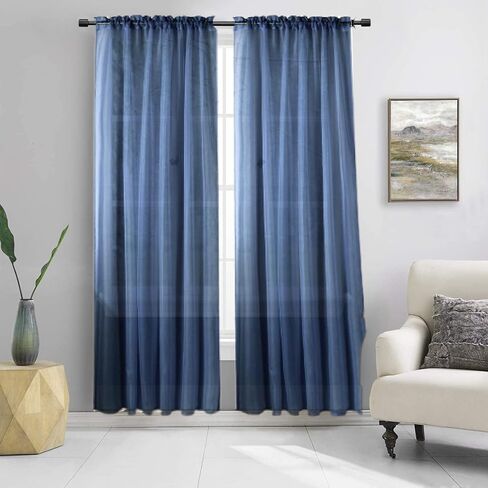 2PC Sheer Standard Size 52" Wide X 84" Lenght Solid Plain Color Soft Voile Sheer Window Curtain Panel Rod Pocket Drape Treatment for Multiple Use (Gold Honey) in Saudi Arabia