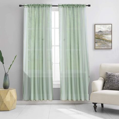 2PC Sheer Standard Size 52" Wide X 84" Lenght Solid Plain Color Soft Voile Sheer Window Curtain Panel Rod Pocket Drape Treatment for Multiple Use (Gold Honey) in Saudi Arabia