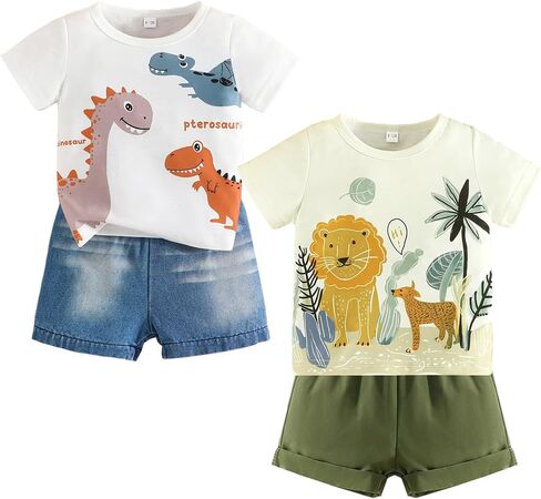 Baby Boys 4-Piece Cotton Shorts T-Shirt Summer Outfit Sets Infant Clothes in Saudi Arabia