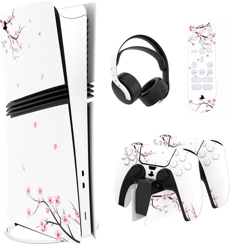 PlayVital Full Set Skin Stickers for ps5 Pro Console Digital & Disc, Vinyl Decal Wrap Accessories for ps5 Controller & Headset & Charging Station & Media Remote, Great Wave in Kuwait