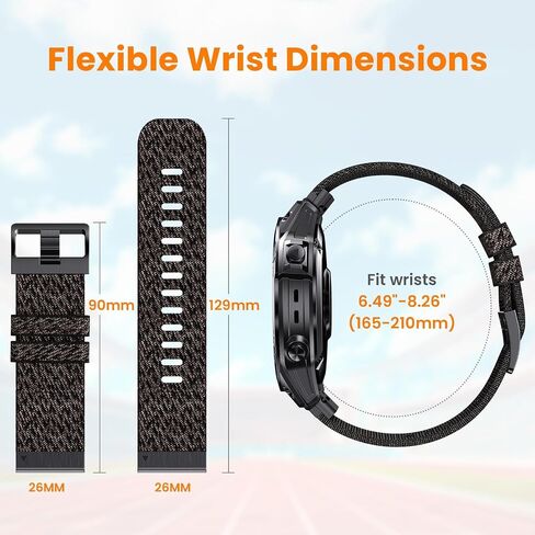Banso لـ Garmin Fenix ​​5x/6x/7x/8 51mm Watch Band ، نطاقات مراقبة QuickFit 26 مم لـ Garmin Fenix ​​7x Pro Sapphire Solar/6x Pro/5x Plus ، لـ Garmin Fenix ​​3 ، Tactix Delta in Kuwait