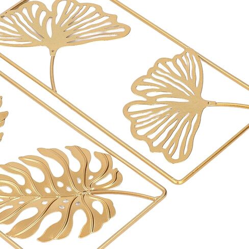 Metal Wall Decor, Strong Iron Ginkgo Leaf Wall Sculpture, Gold Modern Leaf Wall Decor with Frame for Living Room, Office, Study, Home, Bedroom, Hanging Parts Hotel Wall Decoration in Saudi Arabia