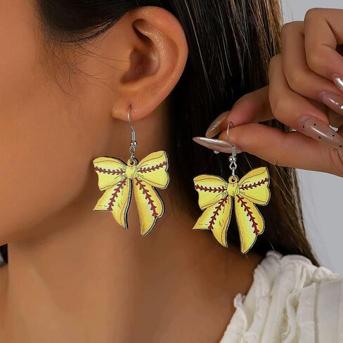Sport Bow Earrings Football Baseball Soccer Basketball Earrings Game Day Earring for Women Jewelry in Saudi Arabia