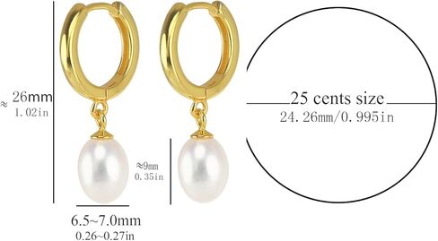 925 Sterling Silver Freshwater Cultured Pearl Earrings 18K Gold Plated Hoop Earrings Dangle Pearl Eardrop in Saudi Arabia