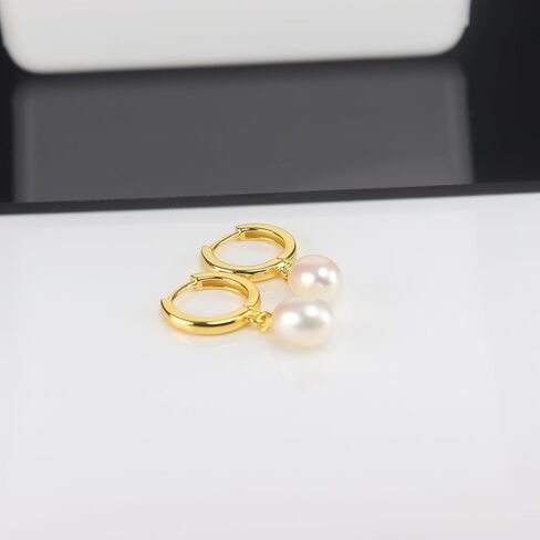 925 Sterling Silver Freshwater Cultured Pearl Earrings 18K Gold Plated Hoop Earrings Dangle Pearl Eardrop in Saudi Arabia