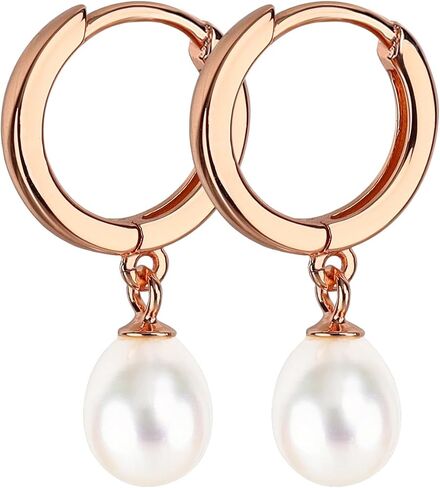 925 Sterling Silver Freshwater Cultured Pearl Earrings 18K Gold Plated Hoop Earrings Dangle Pearl Eardrop in Saudi Arabia