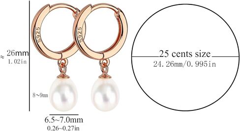 925 Sterling Silver Freshwater Cultured Pearl Earrings 18K Gold Plated Hoop Earrings Dangle Pearl Eardrop in Saudi Arabia