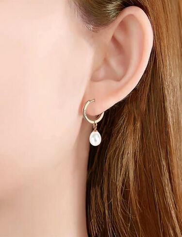 925 Sterling Silver Freshwater Cultured Pearl Earrings 18K Gold Plated Hoop Earrings Dangle Pearl Eardrop in Saudi Arabia