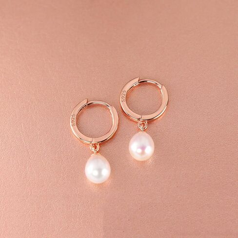 925 Sterling Silver Freshwater Cultured Pearl Earrings 18K Gold Plated Hoop Earrings Dangle Pearl Eardrop in Saudi Arabia