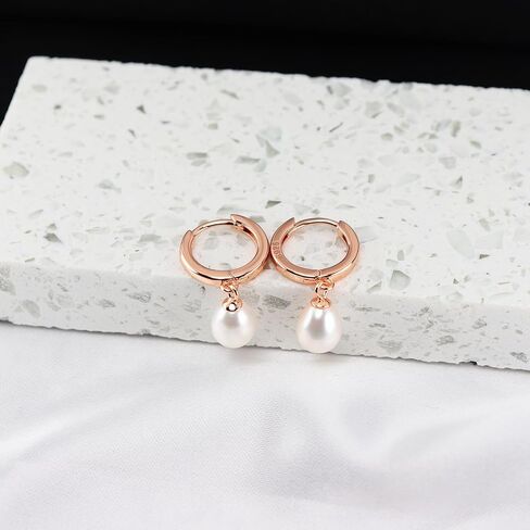 925 Sterling Silver Freshwater Cultured Pearl Earrings 18K Gold Plated Hoop Earrings Dangle Pearl Eardrop in Saudi Arabia
