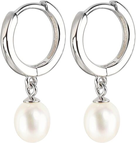 925 Sterling Silver Freshwater Cultured Pearl Earrings 18K Gold Plated Hoop Earrings Dangle Pearl Eardrop in Saudi Arabia