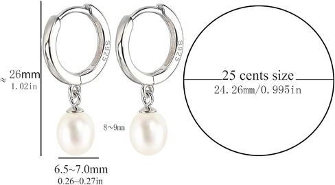 925 Sterling Silver Freshwater Cultured Pearl Earrings 18K Gold Plated Hoop Earrings Dangle Pearl Eardrop in Saudi Arabia