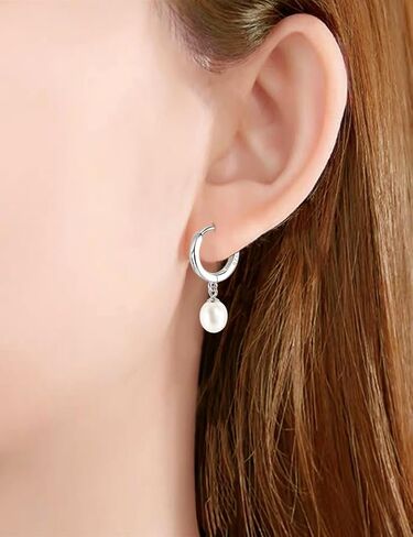 925 Sterling Silver Freshwater Cultured Pearl Earrings 18K Gold Plated Hoop Earrings Dangle Pearl Eardrop in Saudi Arabia
