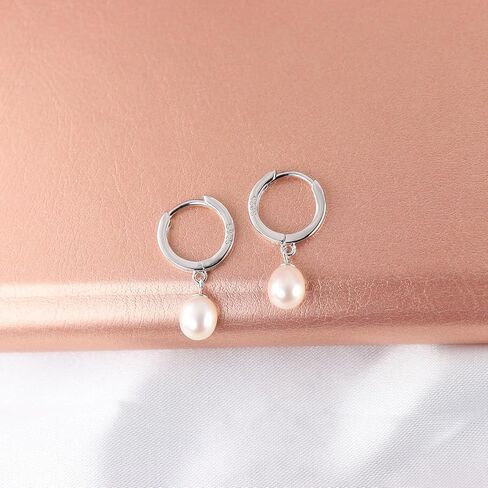 925 Sterling Silver Freshwater Cultured Pearl Earrings 18K Gold Plated Hoop Earrings Dangle Pearl Eardrop in Saudi Arabia