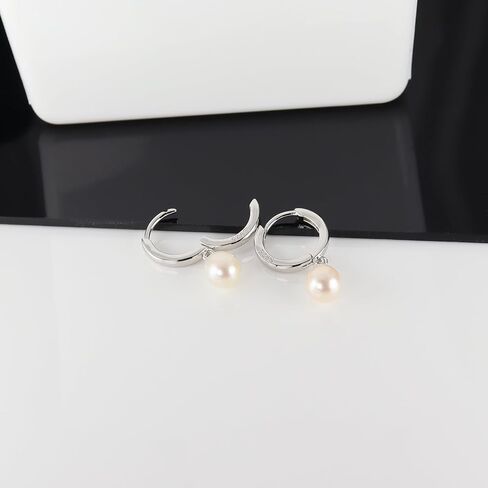 925 Sterling Silver Freshwater Cultured Pearl Earrings 18K Gold Plated Hoop Earrings Dangle Pearl Eardrop in Saudi Arabia