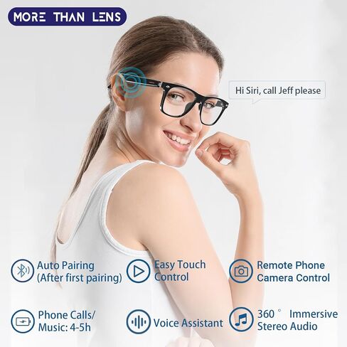 AI Translator Smart Glasses for Men Women, Bluetooth Audio Glasses with Photochromic Transition Lenses, Voice Assistant, Open Ear Lighweight Eyeware, White in Saudi Arabia