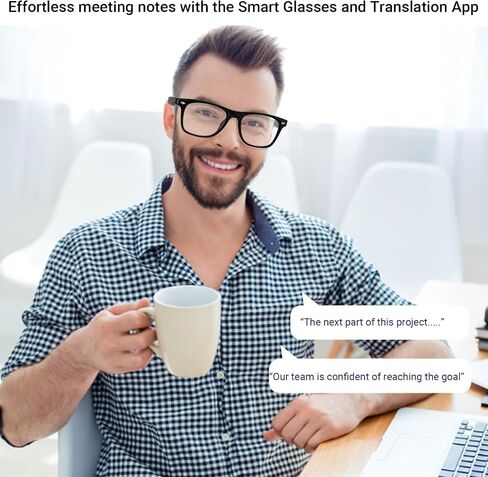 AI Translator Smart Glasses for Men Women, Bluetooth Audio Glasses with Photochromic Transition Lenses, Voice Assistant, Open Ear Lighweight Eyeware, White in Saudi Arabia