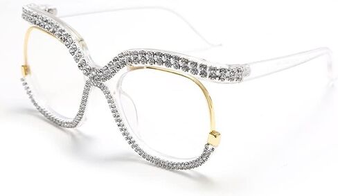 bullabulling Stylish Cat Eye Blue Light Glasses for Women ， Rhinestone Designer Reading Glasses Readers in Kuwait
