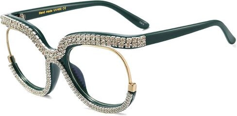 bullabulling Stylish Cat Eye Blue Light Glasses for Women ， Rhinestone Designer Reading Glasses Readers in Kuwait