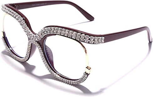 bullabulling Stylish Cat Eye Blue Light Glasses for Women ， Rhinestone Designer Reading Glasses Readers in Kuwait