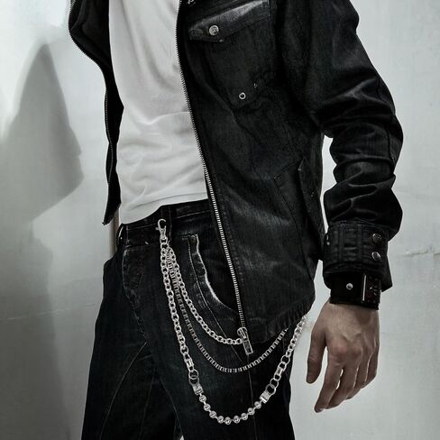 Wallet Chain,3 Tier Trousers Chain Pocket Chain Belt Chain Jeans Chain with Lobster Clasp for Wallet, Key & Jeans - Punk Belt Chain, Pocket Chain for Men & Women - Biker Wallet Chain, Metal Key Chain for Pants (Style 9) in Saudi Arabia