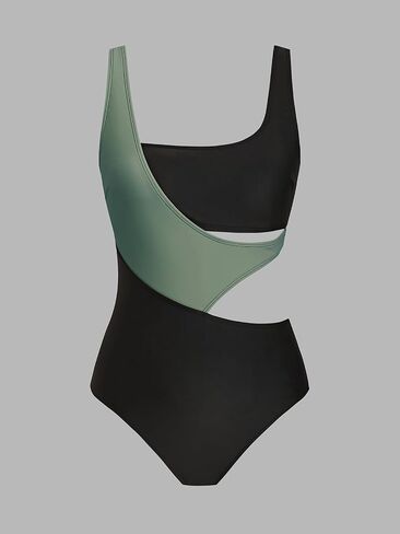 CUPSHE WONY'S One Piece Swimsuit Scoop Color Coll Coll Block Suit Wide Straps Side in Kuwait