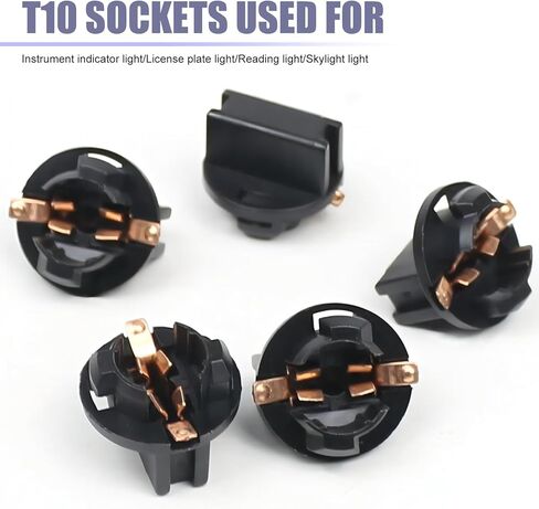 قاعدة مؤشر أداة شاكاس 10 PCS T10-V2 LED ، 0.71 "مقبس محول مصباح Light Light Light البديل القياسي ، وملحقات الإضاءة الإضافية ، لمعظم السيارات (أسود) in Kuwait
