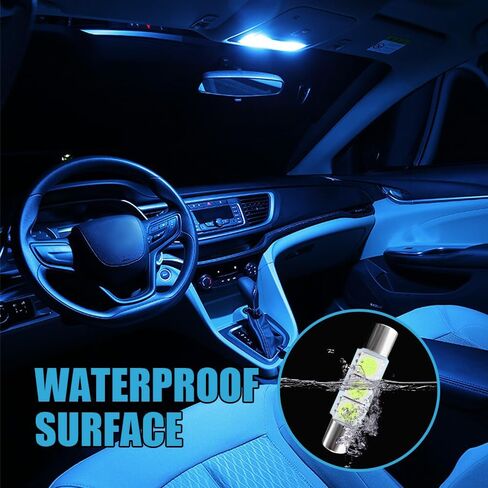 10PCS T6 5050 Car LED Sun Visor Lights, Festoon LED Bulb, Car 28mm LED Reading Light, Car Interior Sun Visor Vanity Mirror Dome Light Lamp Universal for Most Vehicles (Ice blue) in Kuwait