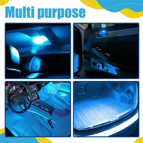 10PCS T6 5050 Car LED Sun Visor Lights, Festoon LED Bulb, Car 28mm LED Reading Light, Car Interior Sun Visor Vanity Mirror Dome Light Lamp Universal for Most Vehicles (Ice blue) in Kuwait