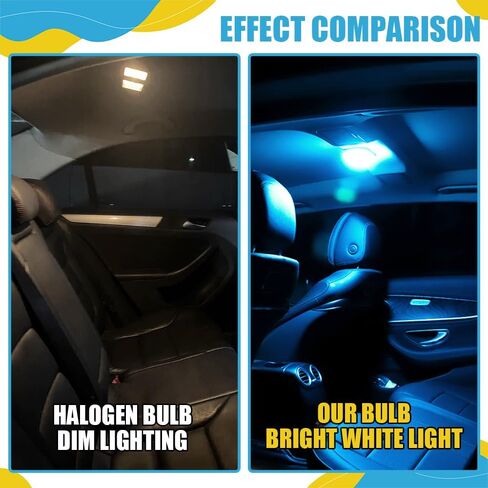 10PCS T6 5050 Car LED Sun Visor Lights, Festoon LED Bulb, Car 28mm LED Reading Light, Car Interior Sun Visor Vanity Mirror Dome Light Lamp Universal for Most Vehicles (Ice blue) in Kuwait