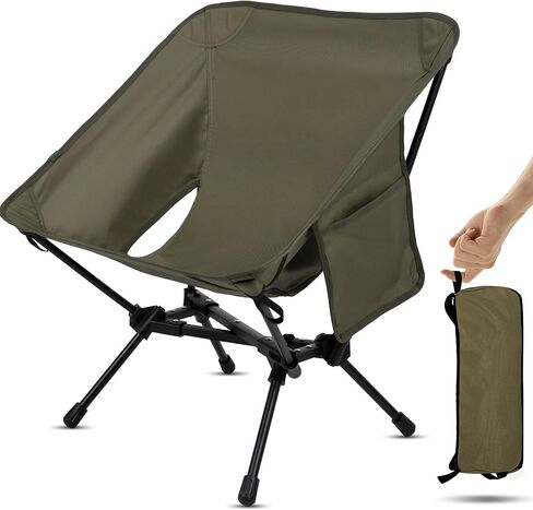 Portable High Back Camping Chair, Support Heavy Duty 440 lbs, Lightweight Folding Chair with Adjustable Pillow for Hiking, Beach, Backpacking (Green) in Saudi Arabia
