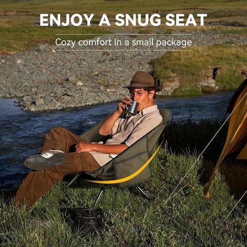 Portable High Back Camping Chair, Support Heavy Duty 440 lbs, Lightweight Folding Chair with Adjustable Pillow for Hiking, Beach, Backpacking (Green) in Saudi Arabia