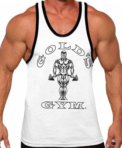 Gold's Gym Tank Top Ringer - الرسمي المرخص - RT -1 (XL ، أبيض/أسود) in Kuwait