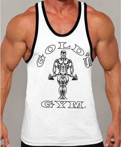 Gold's Gym Tank Top Ringer - الرسمي المرخص - RT -1 (XL ، أبيض/أسود) in Kuwait
