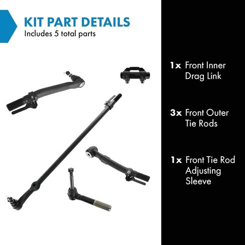 مجموعة TRQ TIE ROD مجموعة من 5 أمامي داخلي وخارجي لـ 05-07 FORD F250 F350 Super Duty 4WD in Saudi Arabia