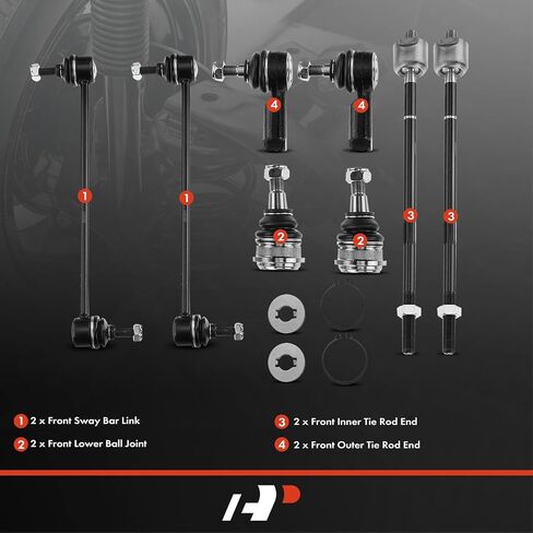 A-Premium Set of 8, Front Sway Bar Link, Lower Ball Joint, Inner Outer Tie Rod End, Compatible with Mitsubishi Eclipse 2006-2012, Galant 2004-2011 in Saudi Arabia