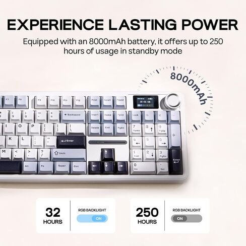 EPOMAKER X Aula F108 PRO Wireless Gaming Keyboard with Screen, 8000mAh Battery, 104 Hot-Swappable and Programmable Keys and Knob, RGB Backlight, for Mac/PC/Android (Black Gradient) in Saudi Arabia