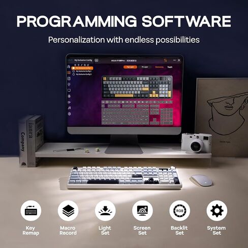 EPOMAKER X Aula F108 PRO Wireless Gaming Keyboard with Screen, 8000mAh Battery, 104 Hot-Swappable and Programmable Keys and Knob, RGB Backlight, for Mac/PC/Android (Black Gradient) in Saudi Arabia