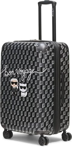 Karl Lagerfeld Paris Expandable Spinners Hardside Bon Voyage Suitcase, Black/Grey in Saudi Arabia