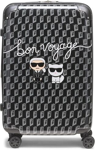 Karl Lagerfeld Paris Expandable Spinners Hardside Bon Voyage Suitcase, Black/Grey in Saudi Arabia