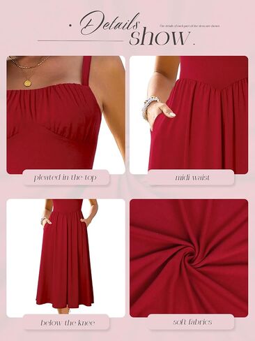 ثياب طويلة بالتأكيد للنساء 2025 بلا أكمام تمثال نصفي Swing aline ملتوية حزام سباغيتي sundress مع جيوب in Kuwait