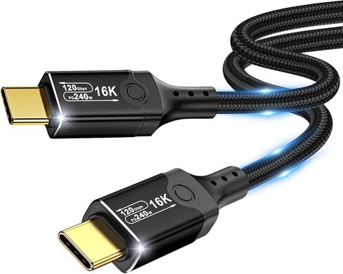 Herfair Short Thunderbolt 4 (0.6 قدم) USB-C إلى كابل USB-C مع بيانات 40 جيجابت في الثانية/8K HD/شحن 240W متوافق مع iPhone 16/15 ، MacBook Pro/Air ، Hub ، محطة الإرساء والمزيد in Kuwait