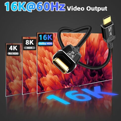Herfair Short Thunderbolt 4 (0.6 قدم) USB-C إلى كابل USB-C مع بيانات 40 جيجابت في الثانية/8K HD/شحن 240W متوافق مع iPhone 16/15 ، MacBook Pro/Air ، Hub ، محطة الإرساء والمزيد in Kuwait