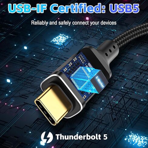 Herfair Short Thunderbolt 4 (0.6 قدم) USB-C إلى كابل USB-C مع بيانات 40 جيجابت في الثانية/8K HD/شحن 240W متوافق مع iPhone 16/15 ، MacBook Pro/Air ، Hub ، محطة الإرساء والمزيد in Kuwait