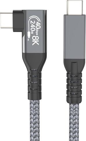 Herfair Short Thunderbolt 4 Cable (0.6FT) USB-C to USB-C Cable with 40Gbps Data/8K HD Display/240W Charging Compatible for iPhone 16/15, MacBook Pro/Air, Hub, Docking Station and More in Saudi Arabia