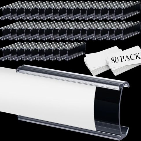 40 Packs Plastic Shelf Label Tags Metro Shelf Holders for Wire Clear Clips Book Holders for Book, Includes Label Inserts,3 x 1.25 Inches in Saudi Arabia