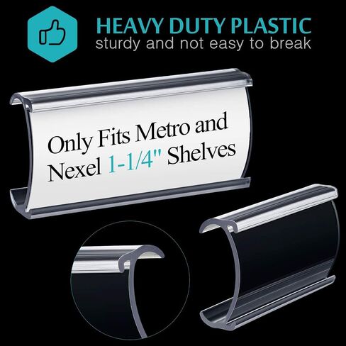 40 Packs Plastic Shelf Label Tags Metro Shelf Holders for Wire Clear Clips Book Holders for Book, Includes Label Inserts,3 x 1.25 Inches in Saudi Arabia