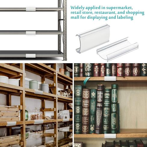 40 Packs Plastic Shelf Label Tags Metro Shelf Holders for Wire Clear Clips Book Holders for Book, Includes Label Inserts,3 x 1.25 Inches in Saudi Arabia