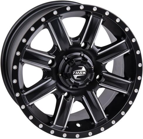 4/110 Tusk Cascade Wheel 12x7 5.0 + 2.0 Machined/Black for Honda Pioneer 700 Deluxe 2022-2025 in Saudi Arabia